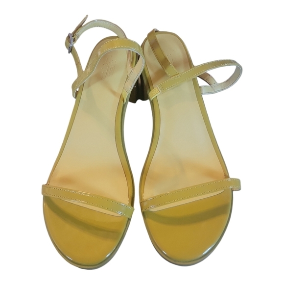 Urban Outfitters Shoes - Halston Gold Leather OpenToe Stiletto Heels Adjustable Ankle Strap Sz 7M